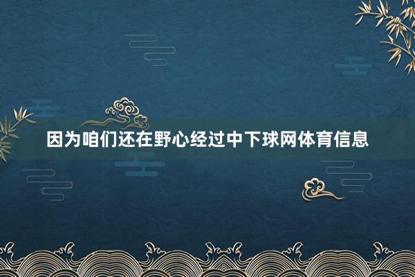 因为咱们还在野心经过中下球网体育信息